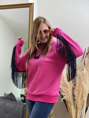 Pembe Püsküllü Sweatshirt