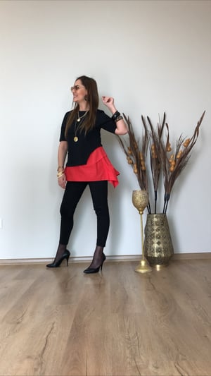 Poplin Detaylı Kırmızı Bluz