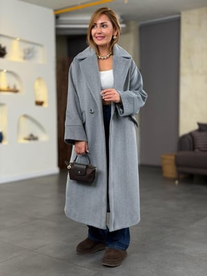 Premium Astarlı Gri Kaşe Kaban