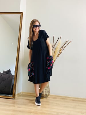 Siyah Büyük Cep Oversize Elbise