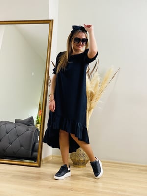 Siyah Fırfır Detaylı Elbise