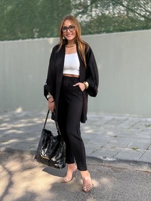 Siyah Kimono İkili Takım