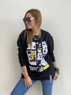 Siyah Ön Detaylı Mickey Sweatshirt