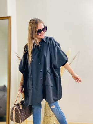 Siyah Oversize Gömlek 