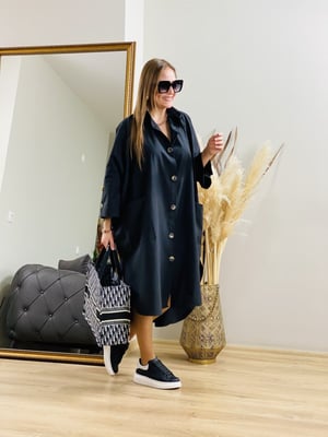 Siyah Oversize Gömlek Elbise