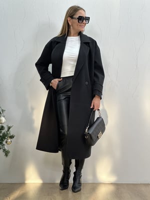 Siyah Oversize Kaşe Kaban