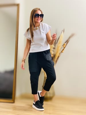 Siyah Paraşüt Cep Şalvar Pantalon