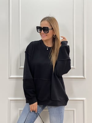 Siyah Parçalı Sweatshirt