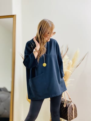 Siyah Yan Cepli Sweatshirt