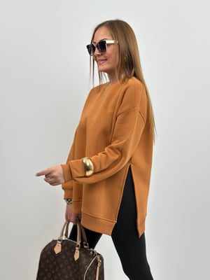 Tarçın Yırtmaçlı Oversize Sweatshirt