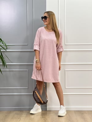 Toz Pembe Oversize Yumoş Elbise