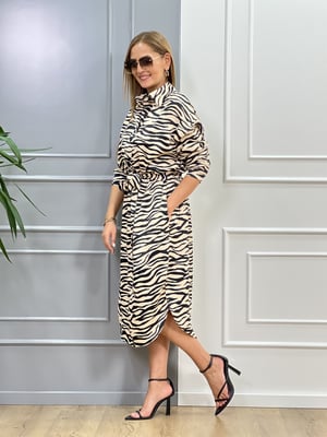 Zebra Desen Saten Elbise
