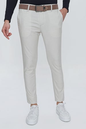 Slim Fit Dar Kalıp Yan Cepli %97 Pamuk Dokulu Gri Pantolon P 1111