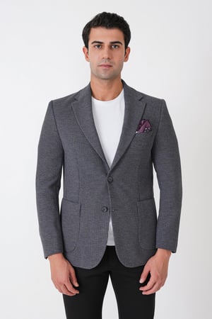 Slim Fit Torba Cepli Fitilli Dokuma Esnek Yünlü İndigo Ceket C 747