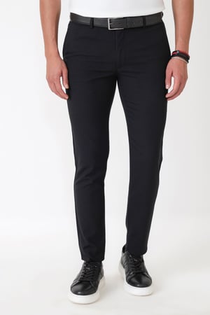 Slim Fit Yan Cepli Esnek Yünlü Siyah Pantolon P 1239
