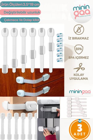 Ayarlanabilir Çok Amaçlı Mandallı Kilit - Beyaz (3'lü)