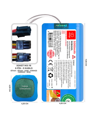 360 S10 5000mAh Uyumlu Robot Süpürge Pili A5016BS-360-007