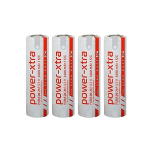 Power-Xtra PX18650-24P - 3.7V 2400 Mah Li-ion Şarjlı Pil - 12C - 30A  4 Lü  (+ - Pinli)