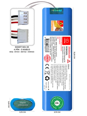 Ecovacs N8 3500mAh Uyumlu Robot Süpürge Pili B3523BS-Eco-016