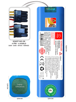 Grundig VCR 9031 5200mAh Uyumlu Robot Süpürge Pili C5209BS-Gru-001