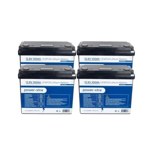 Power-Xtra 12.8V 100Ah LiFePO4 Lityum Akü - Ekranlı - Siyah Kutu 4 lü
