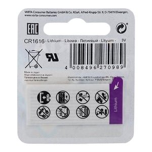Varta 6616 CR1616 Lithium 3V Pil 1li
