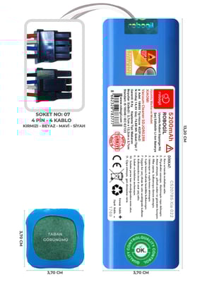 Xiaomi Vacuum Cleaner SDJQR02RR 5200mAh Uyumlu Robot Süpürge Pili C5207BS-Xia-022