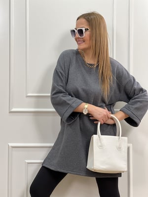 Antrasit Basic Yırtmaçlı Sweatshirt