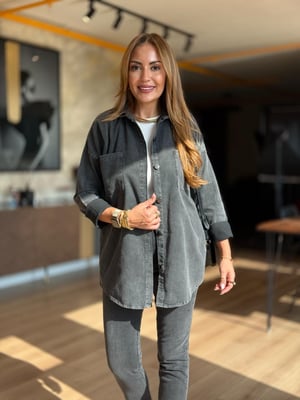 Antrasit Yıkamalı Gabardin Gömlek