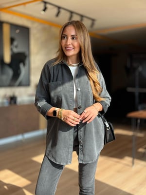 Antrasit Yıkamalı Gabardin Gömlek