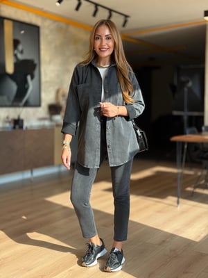 Antrasit Yıkamalı Gabardin Gömlek