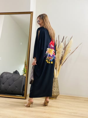 Arka Nakışlı Pencere Kol Oversize Elbise