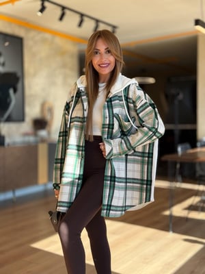 Arka Sweat Detay Ekru Yeşil Oduncu Gömlek Ceket