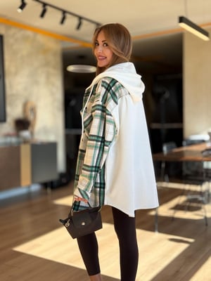 Arka Sweat Detay Ekru Yeşil Oduncu Gömlek Ceket