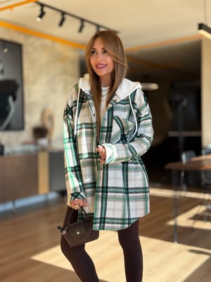 Arka Sweat Detay Ekru Yeşil Oduncu Gömlek Ceket