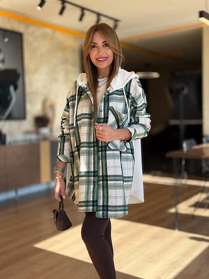 Arka Sweat Detay Ekru Yeşil Oduncu Gömlek Ceket