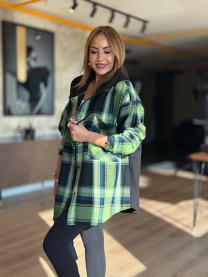 Arka Sweat Detay Yeşil Siyah Oduncu Gömlek
