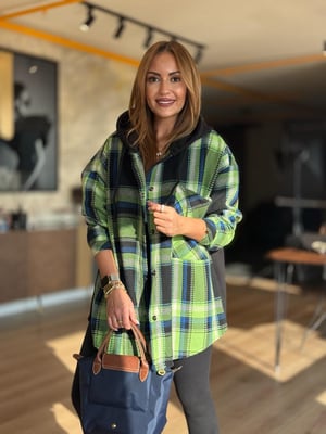 Arka Sweat Detay Yeşil Siyah Oduncu Gömlek