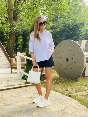 Arka Turkuaz Detaylı Keten Gömlek 