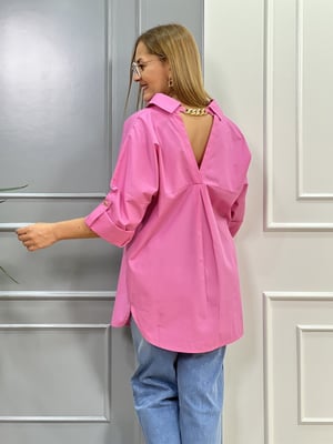 Arka Zincir Detay Pembe Gömlek