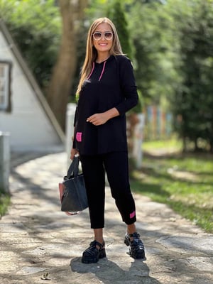 Armalı Kapüşonlu Siyah İkili Takım