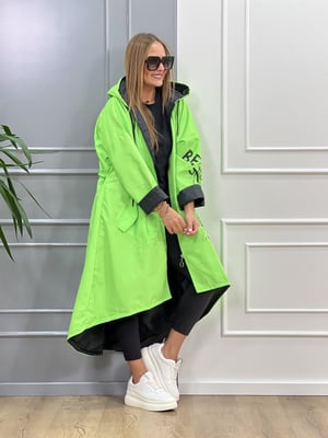 Asimetrik Yeşil Neon Yağmurluk