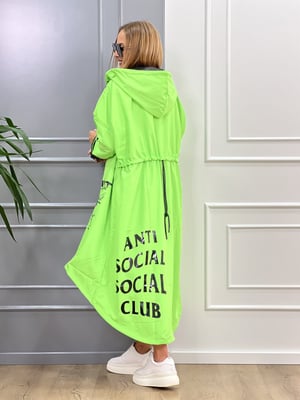 Asimetrik Yeşil Neon Yağmurluk