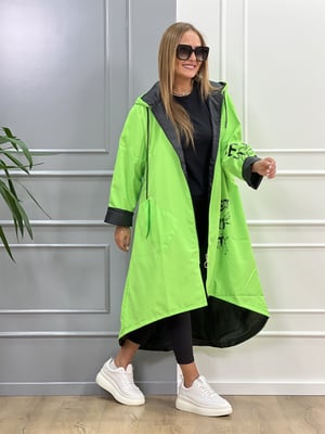 Asimetrik Yeşil Neon Yağmurluk