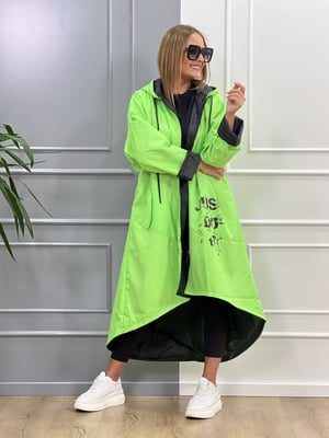 Asimetrik Yeşil Neon Yağmurluk