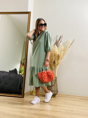 Balon Kol Mint Sweat Elbise