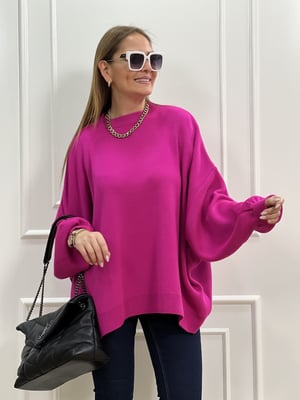 Balon Kol Oversize Fuşya Triko
