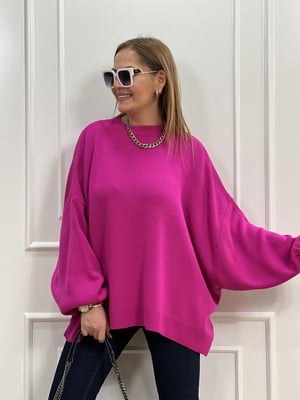 Balon Kol Oversize Fuşya Triko