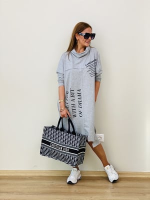 Baskılı Gri Sweat Elbise