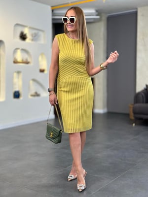 Bel Detay Astarlı Olive Tül Elbise